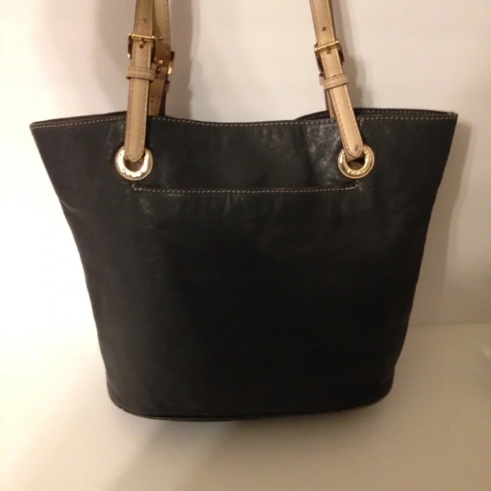 Michael Kors black leather tote bag